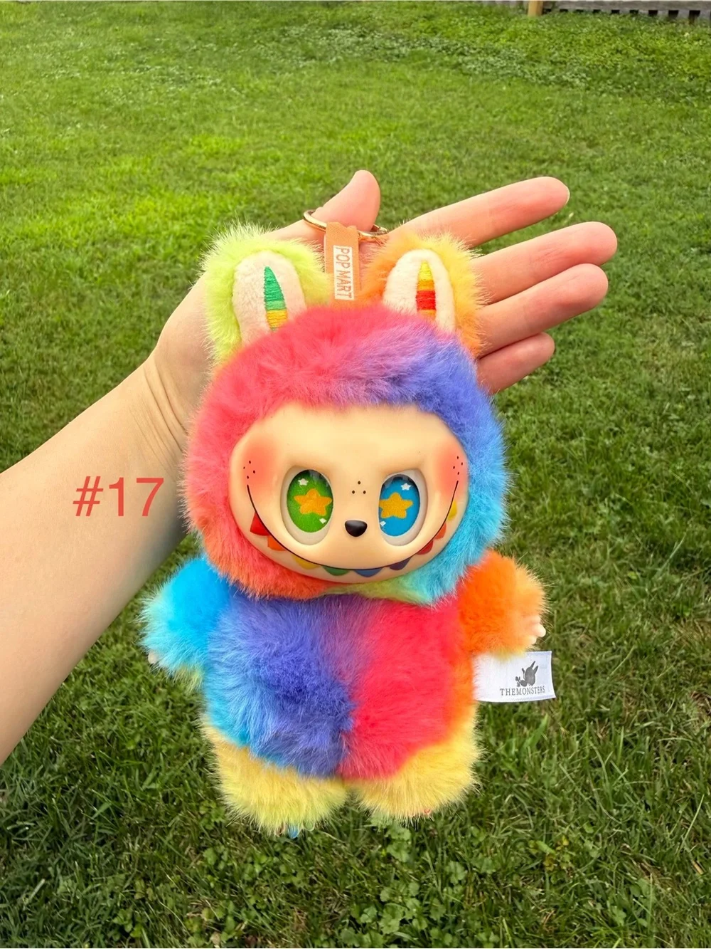 Rainbow Labubu Monster Plush Keychain-Multicolor Cute Character Backpack Charm